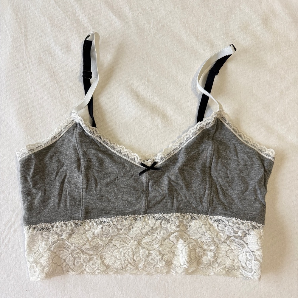 Xhilaration gray and white lace bralette size M